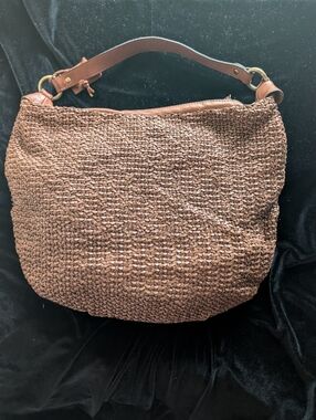 Woven Brown Hobo Shoulder Bag